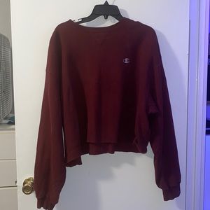Cropped Burgundy Champion Crew Neck